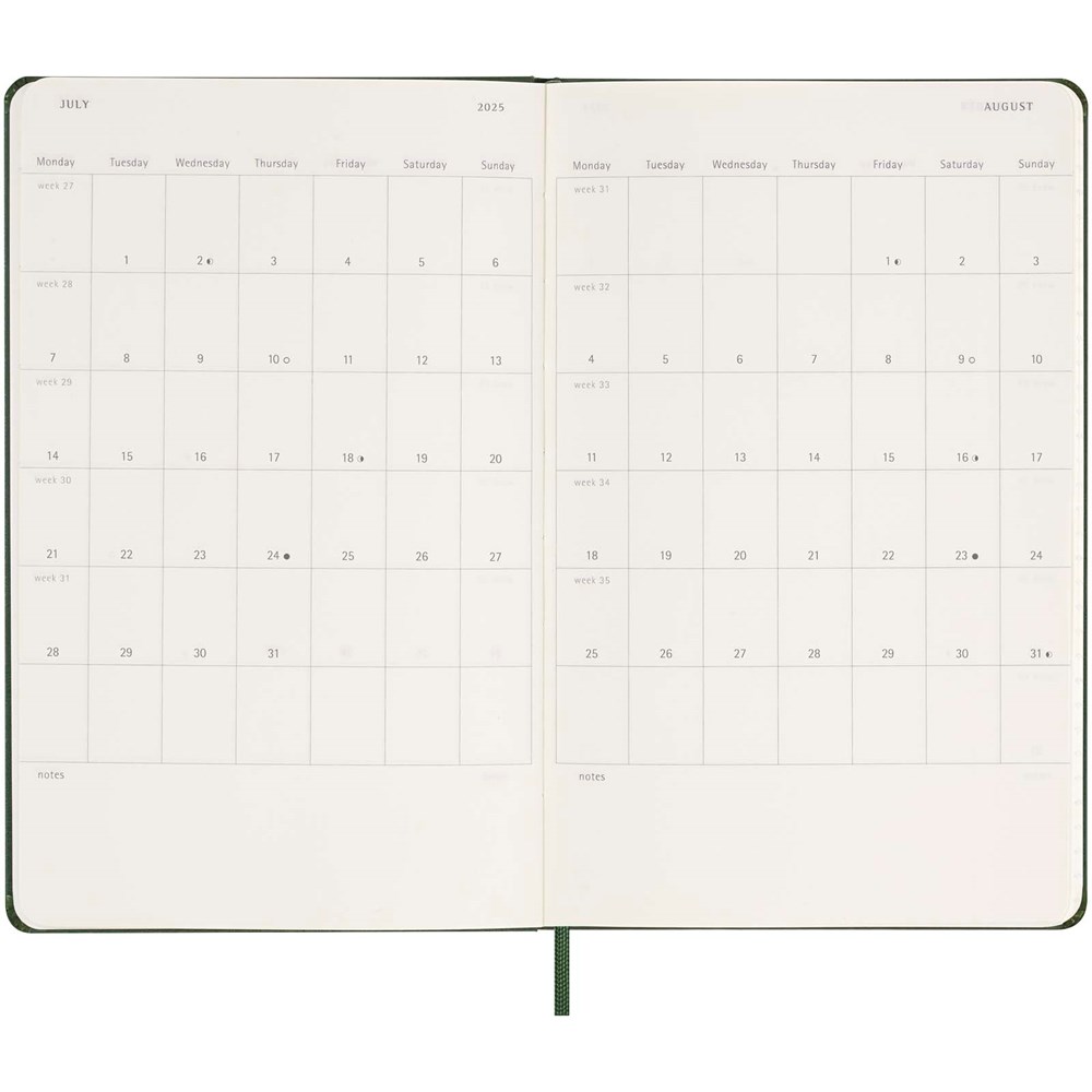 Moleskine dag-agenda voor 12 maanden met harde kaft