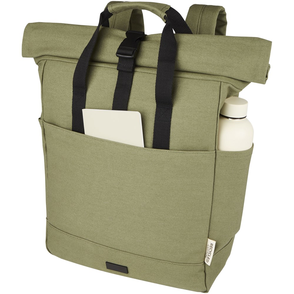 Joey 15 inch GRS gerecyclede canvas rolltop laptoprugzak 15 l