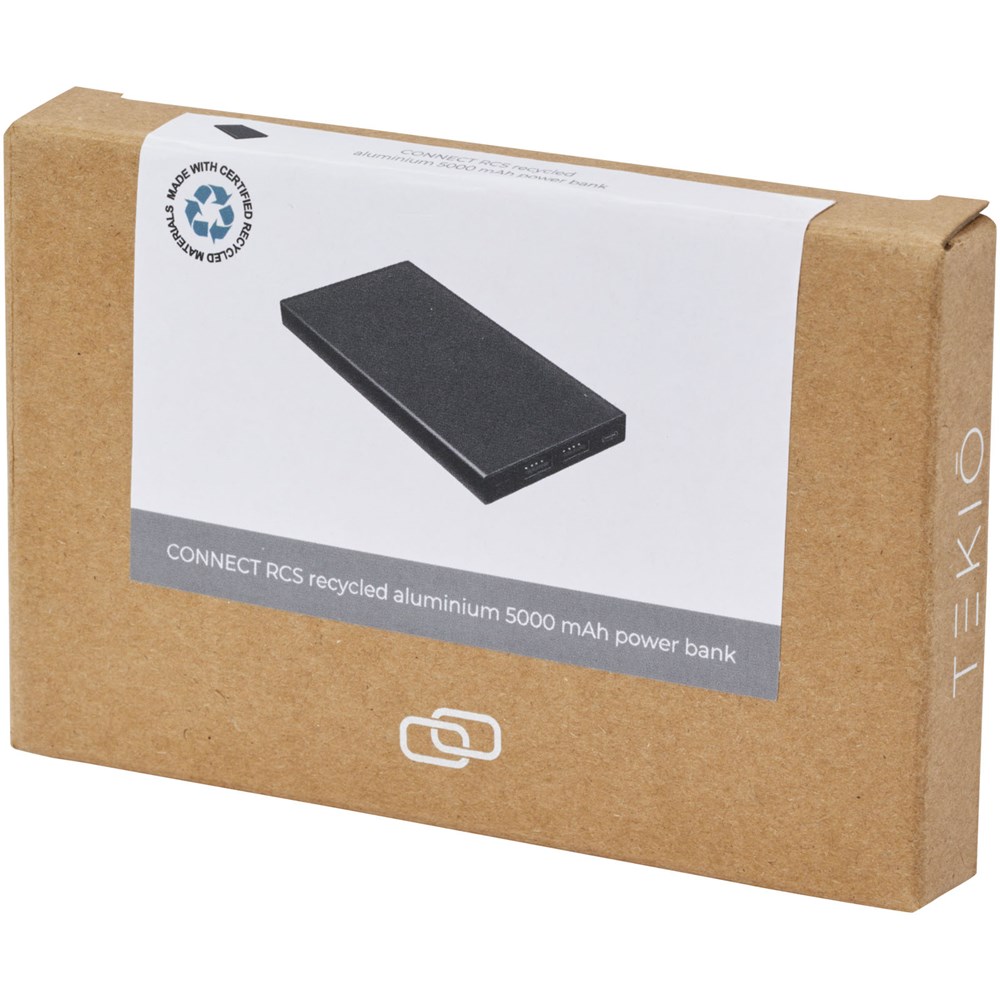 Connect powerbank van 5000 mAh van gerecycled aluminium 