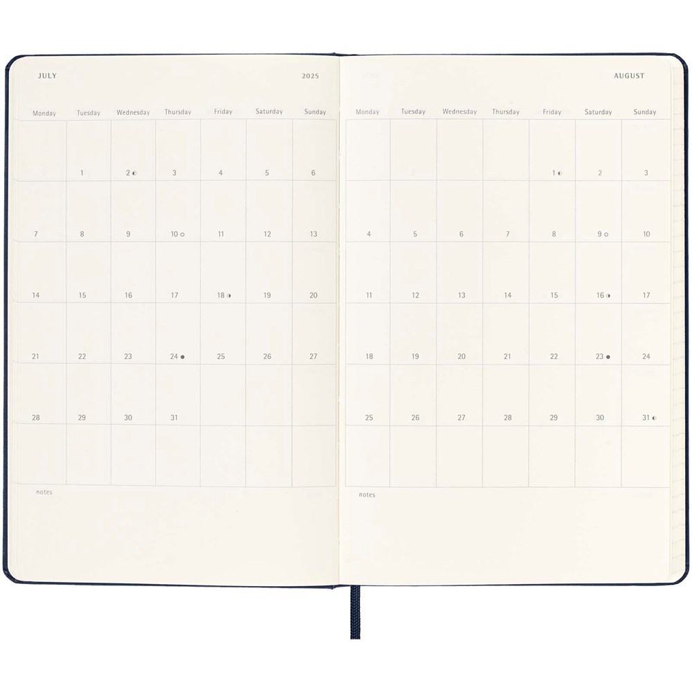 Moleskine dag-agenda voor 12 maanden met harde kaft