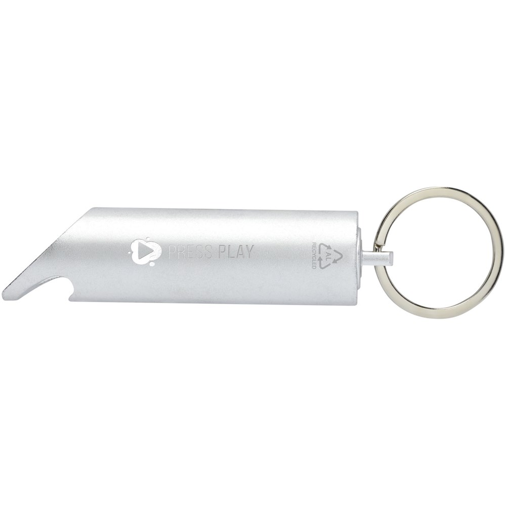 Flare led-lamp en flesopener van gerecycled aluminium met sleutelhanger