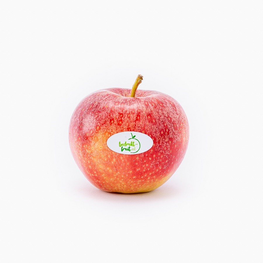 Rode appel met fruitsticker