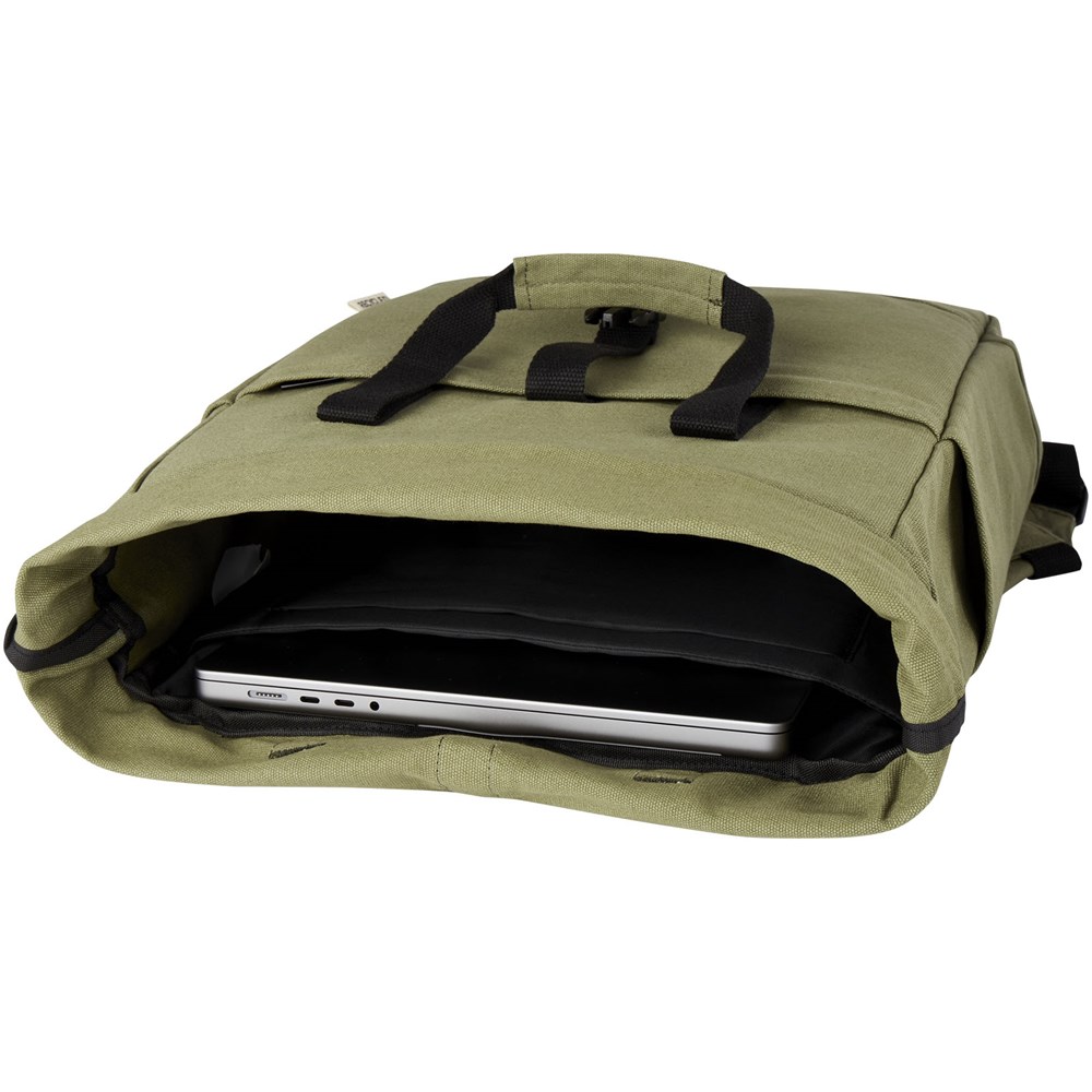 Joey 15 inch GRS gerecyclede canvas rolltop laptoprugzak 15 l