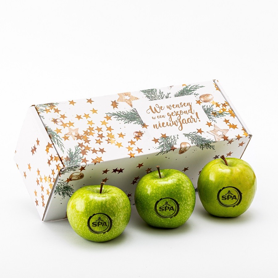 Geschenkverpakking incl. 3 appels met logo